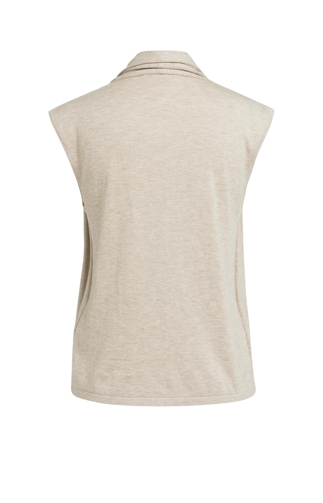 Cardigan sans manches avec superposition et boutons - YAYA - Pure Cashmere Grey Melange (5)