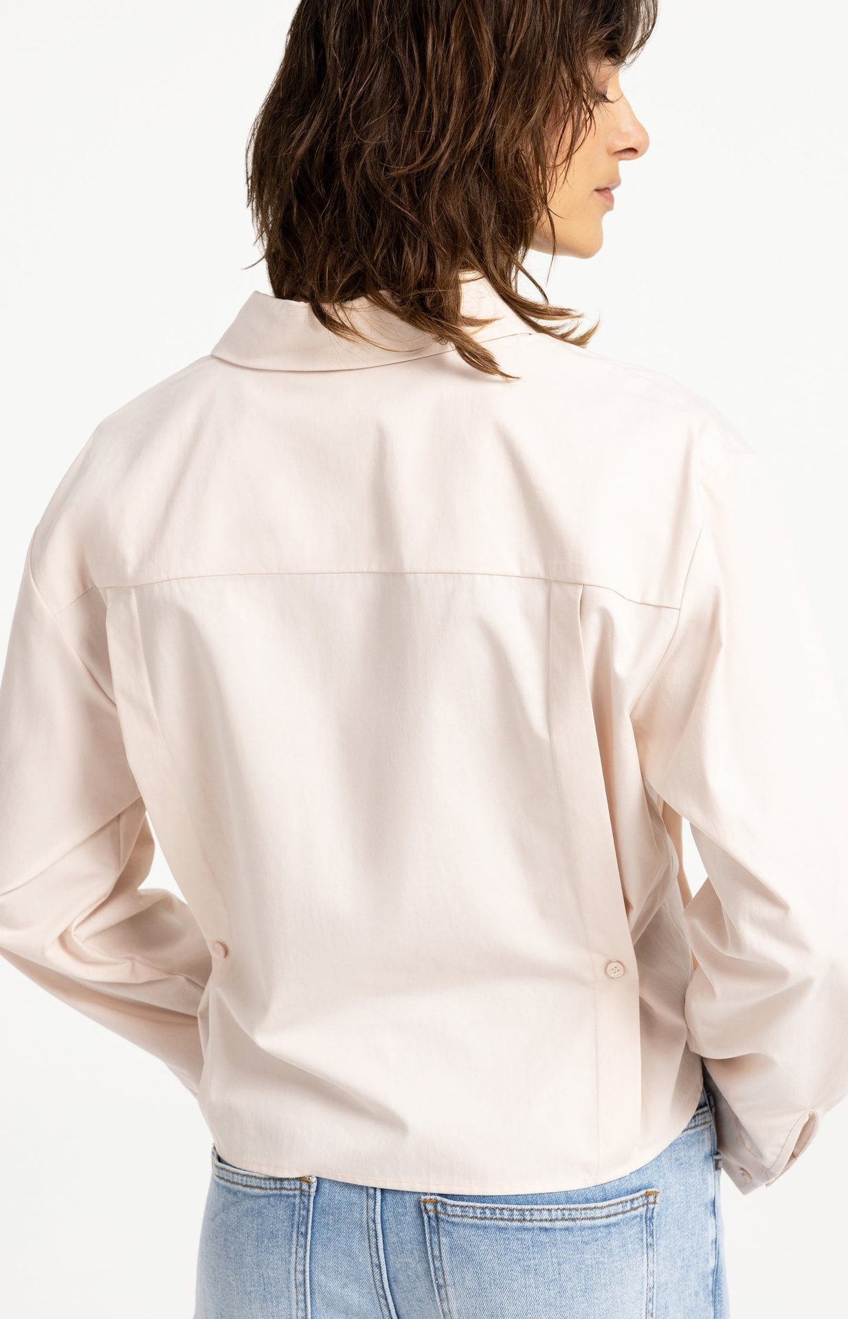 Chemisier en popeline à taille ajustable et manches longues - YAYA - Almond Peach Pink (6)