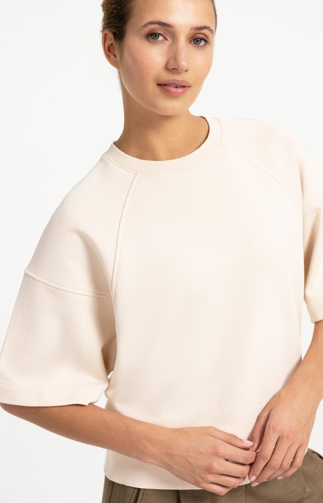 Sweat-shirt à manches raglan courtes - YAYA - Almond Peach Pink (4)