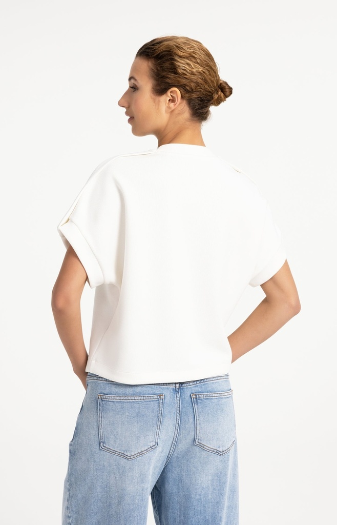 Sweat-shirt sans manches avec plis aux épaules - YAYA - Off White (4)