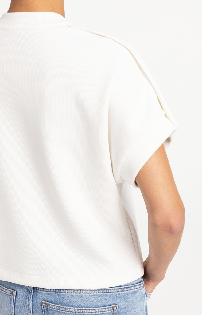 Sweat-shirt sans manches avec plis aux épaules - YAYA - Off White (6)
