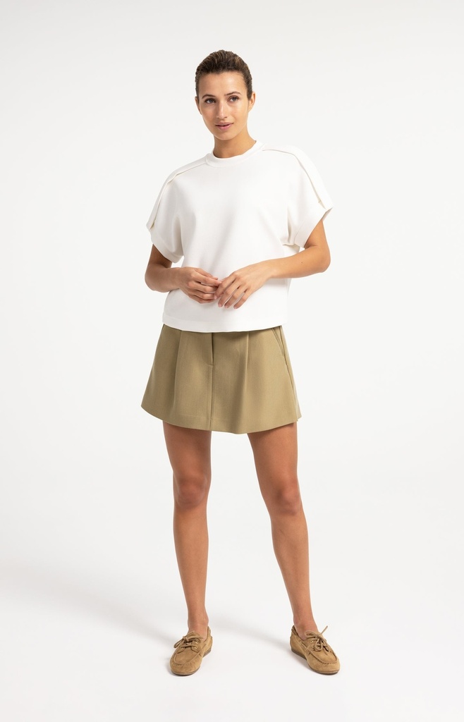 Sweat-shirt sans manches avec plis aux épaules - YAYA - Off White (8)