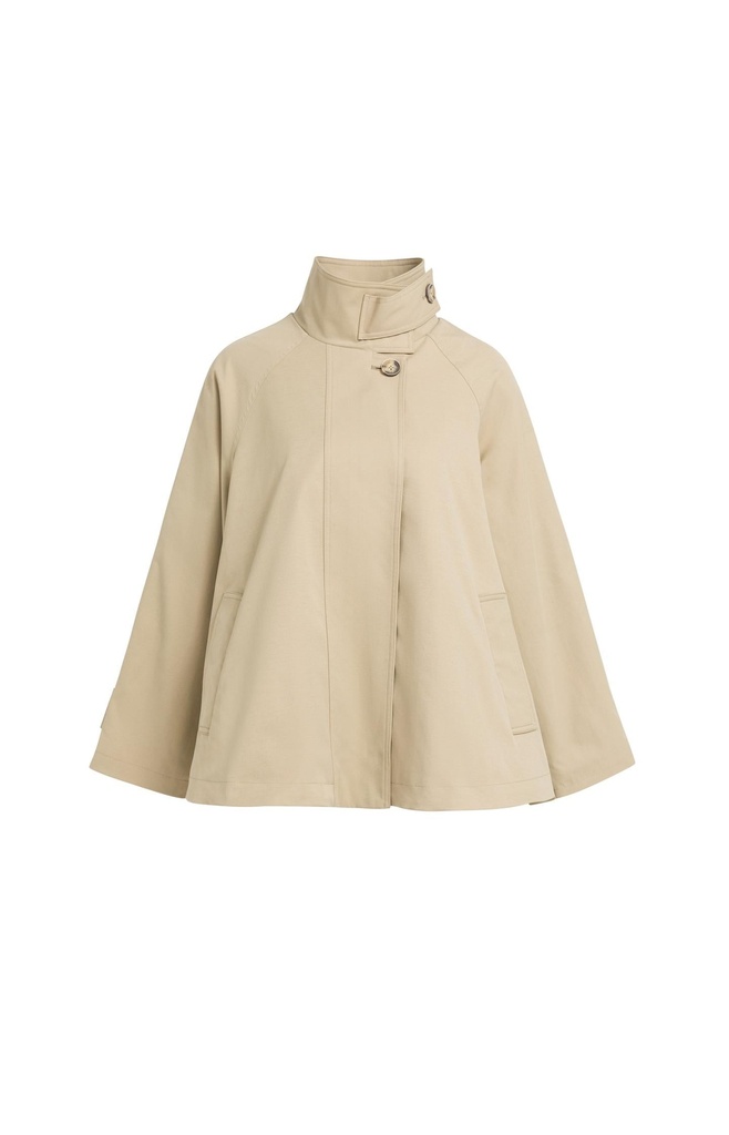 Veste trench à la coupe évasée et au col montant - YAYA - Olive Gray Green (2)