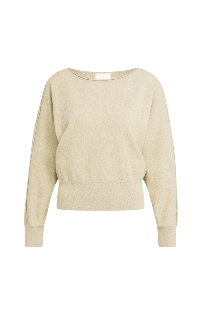 Pull à col bateau et manches longues - YAYA - Olive Gray Green (2)