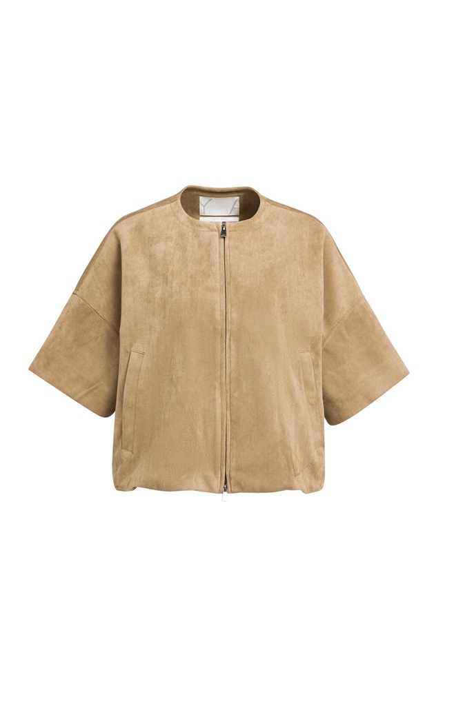 Veste oversize en suédine avec manches courtes - YAYA - Otter Brown