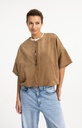 Veste oversize en suédine avec manches courtes - YAYA - Otter Brown (5)