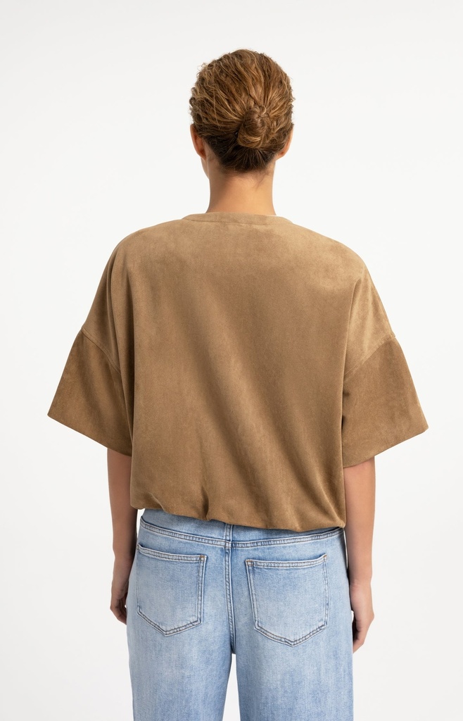 Veste oversize en suédine avec manches courtes - YAYA - Otter Brown (7)