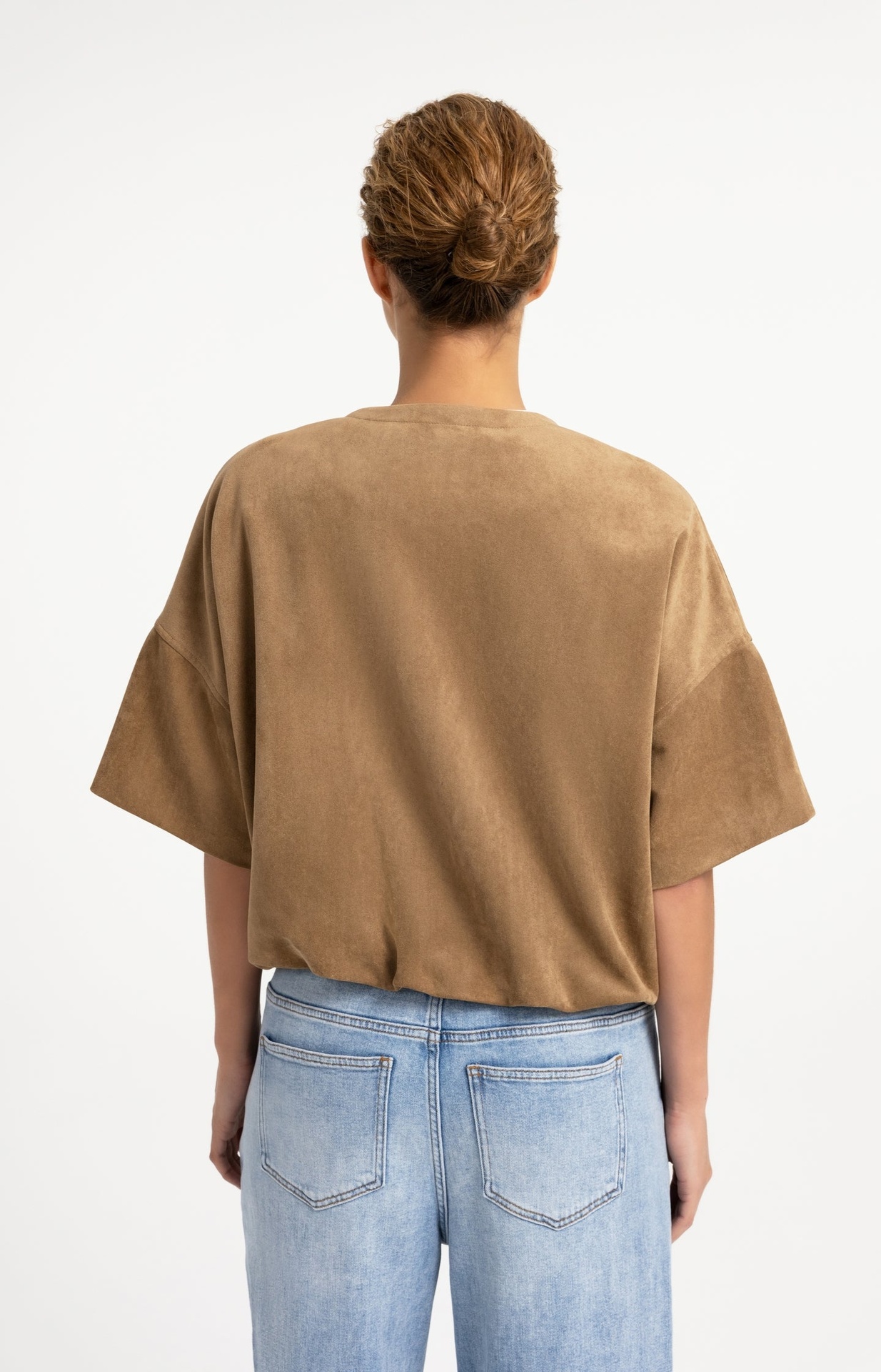 Veste oversize en suédine avec manches courtes - YAYA - Otter Brown (7)