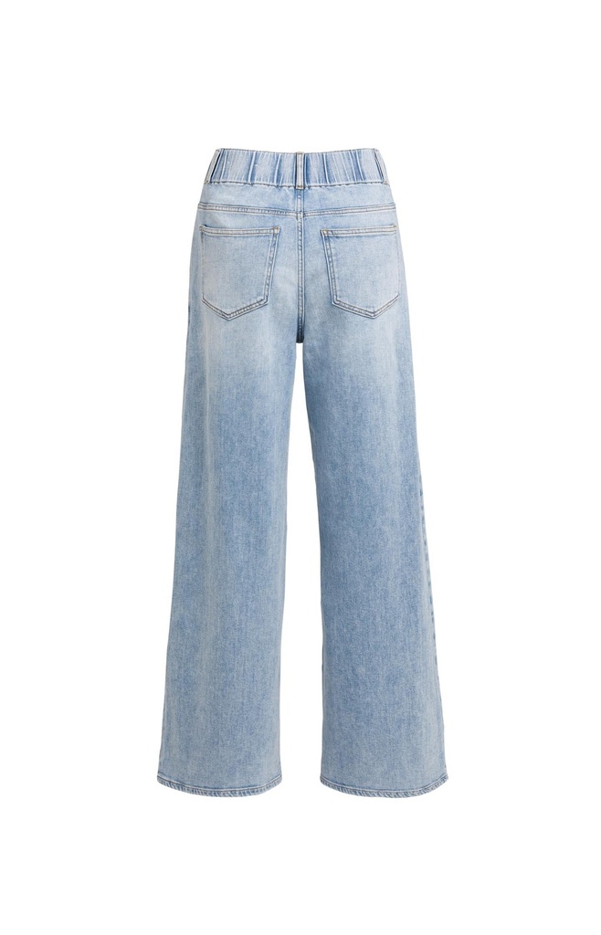 Jean en denim à jambes larges et ceinture distinctive (L34) - YAYA - Light Blue Denim (2)