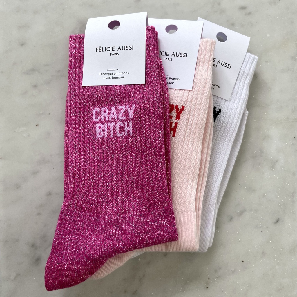 [CHCRAP36] Chaussettes - Félicie Aussi - Crazy Bitch Paillettes - 36/40