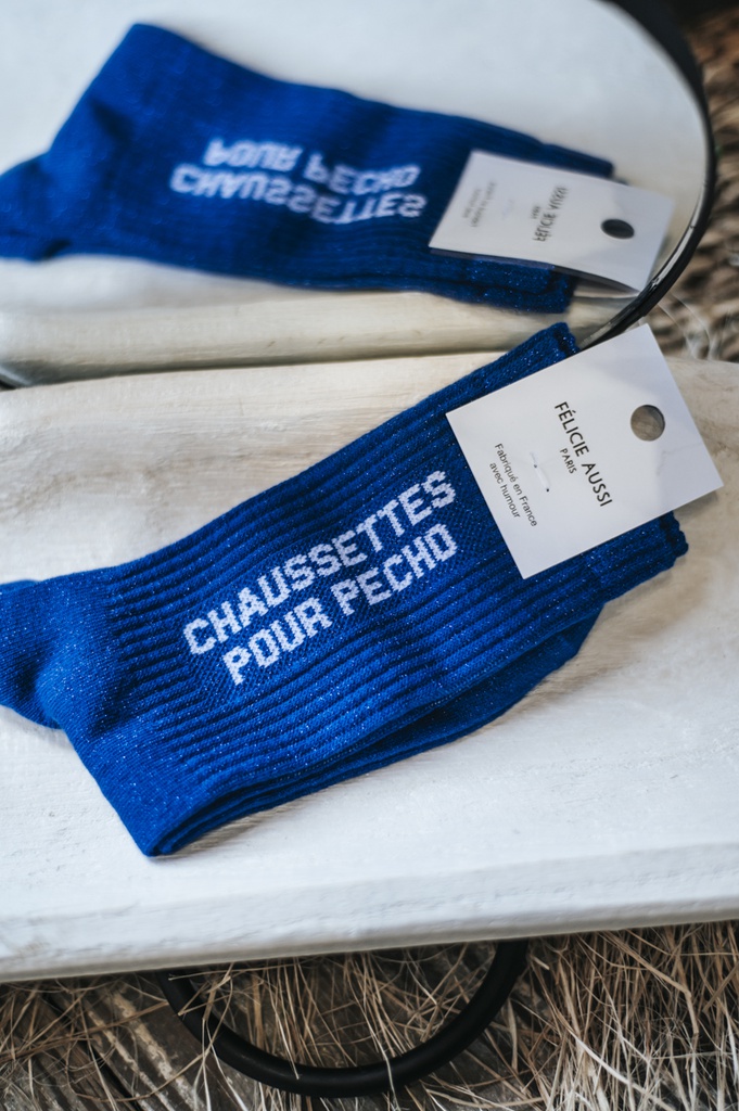 Chaussettes - Félicie Aussi - Pour pecho - Bleu paillettes - 36/40