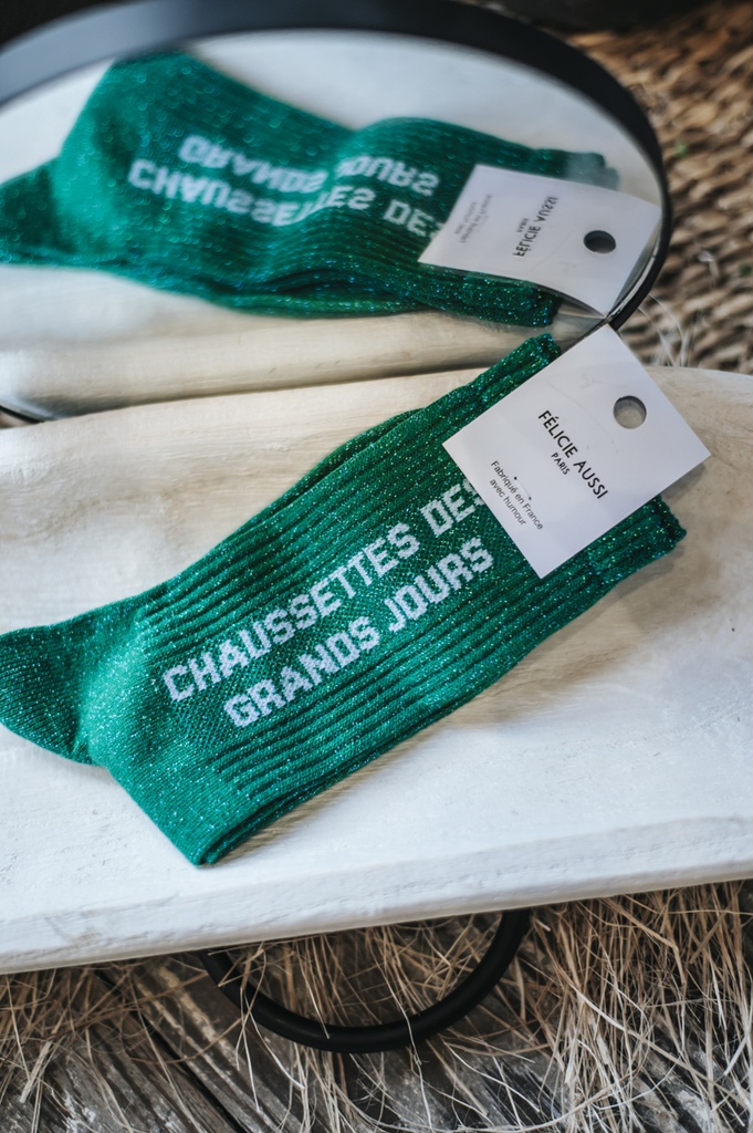 Chaussettes - Félicie Aussi - Des grands jours - Vert paillettes - 36/40