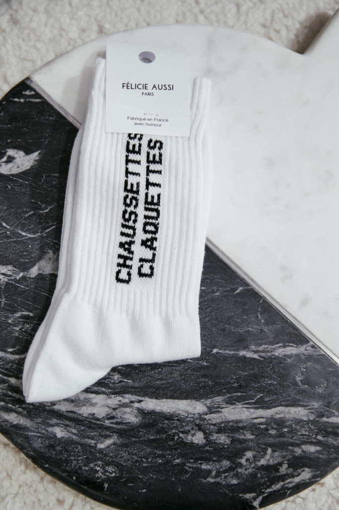Chaussettes - Félicie -Claquettes blanches