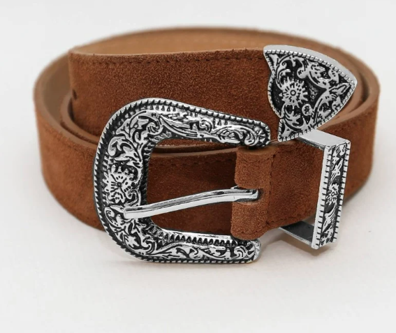 Ceinture en cuir avec boucle - Florence - Camel