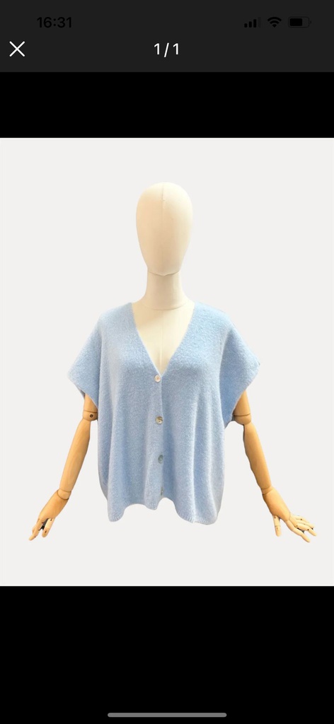 Gilet manches courtes super doux - Ellie - Bleu ciel