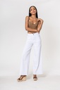 Jeans wide leg uni taille haute - Nathalie - Blanc
