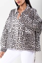Veste en jeans oversized - Zoé - léopard blanc