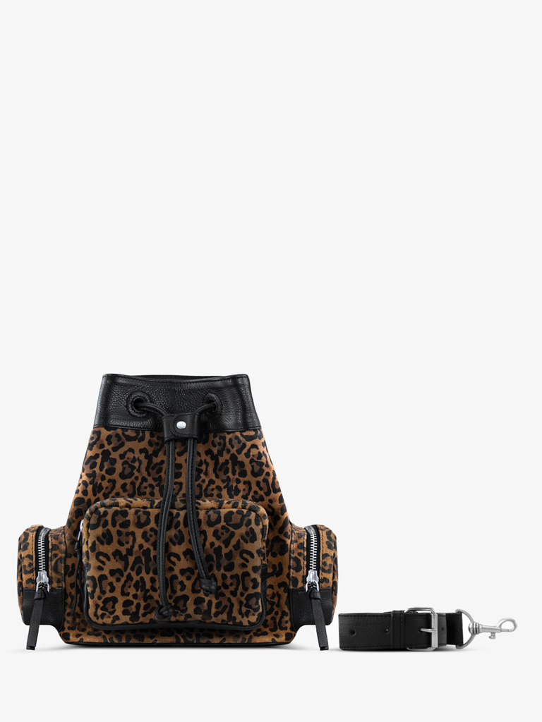 SAC SEAU CUIR LÉOPARD NOIR UNISEXE LESEAU 90'S LÉOPARD - NOIR