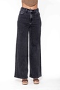Jeans wide leg uni taille haute - Nathalie - noir délavé