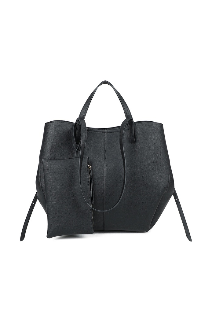 [R-1996-3A-noir] Sac cabas avec pochette - Gina - noir