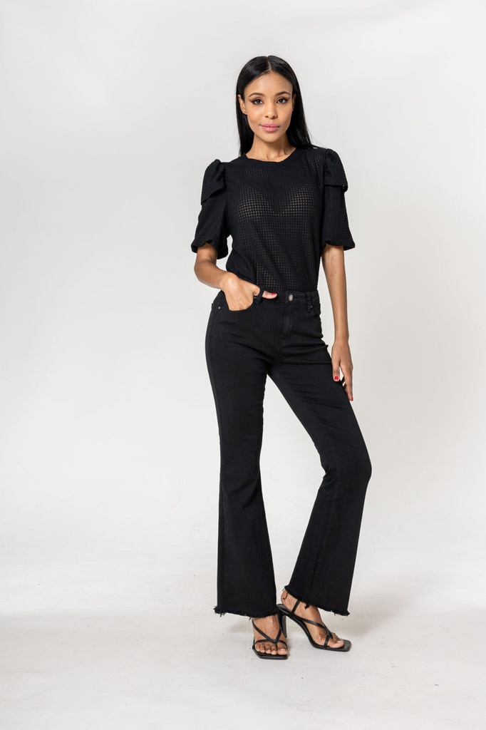 Jeans bootcut effiloché - Océane - Noir