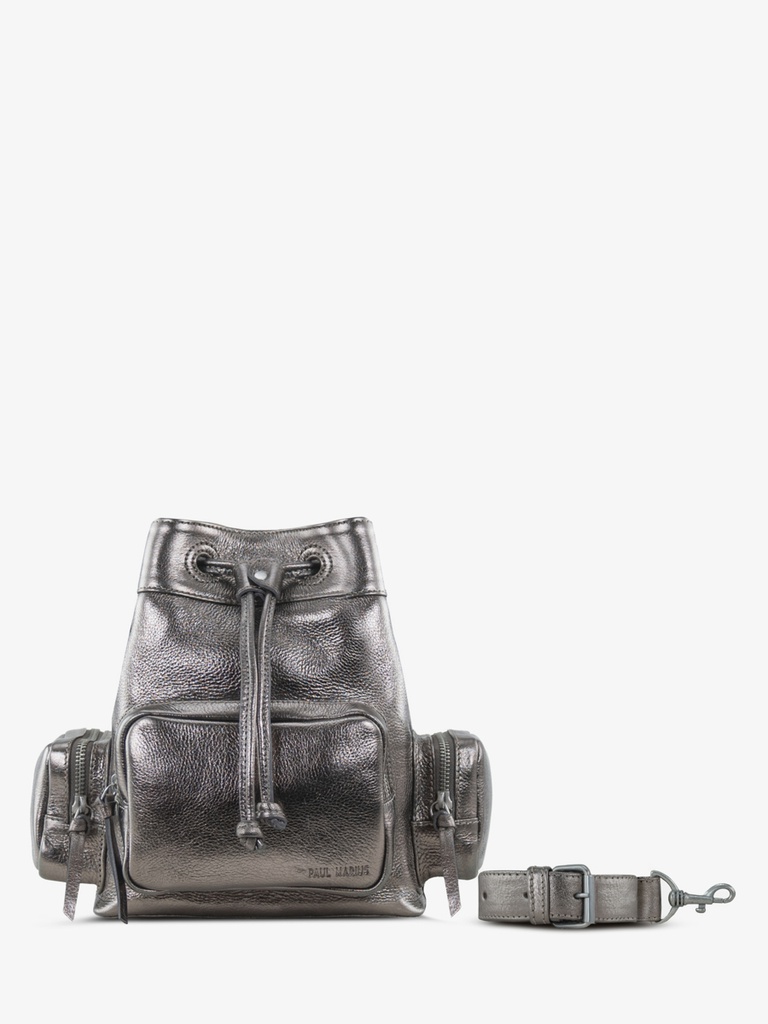 [pm-seau-acier] SAC SEAU CUIR NOIR UNISEXE LESEAU 90'S - Acier