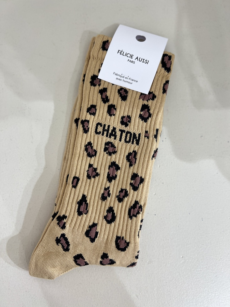 Chaussettes - Félicie Aussi - CHATON léopard sable 40/45