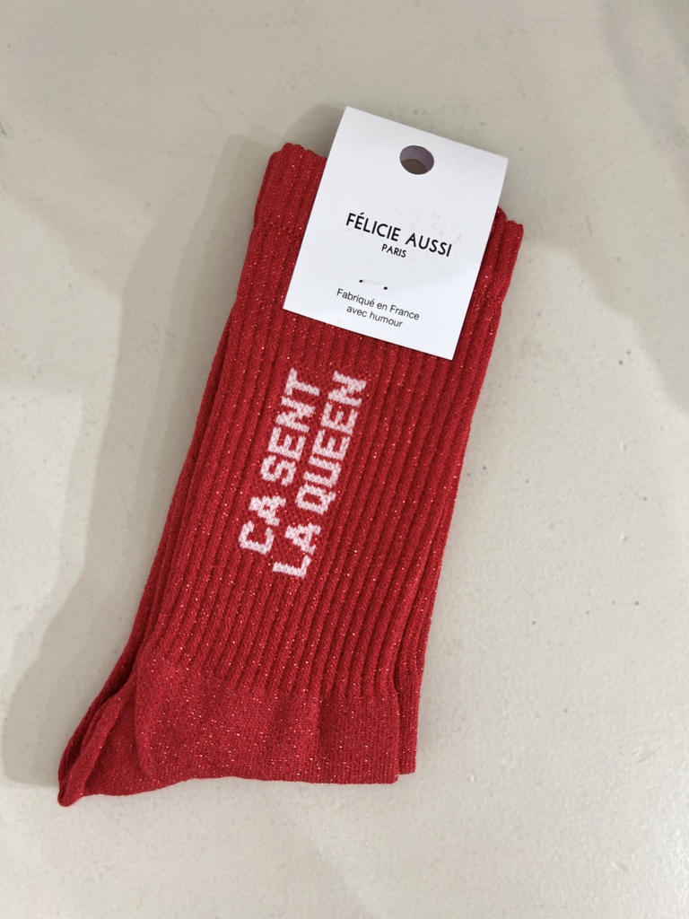 Chaussettes - Félicie Aussi - CA SENT LA QUEEN paillettes rouge 36/40