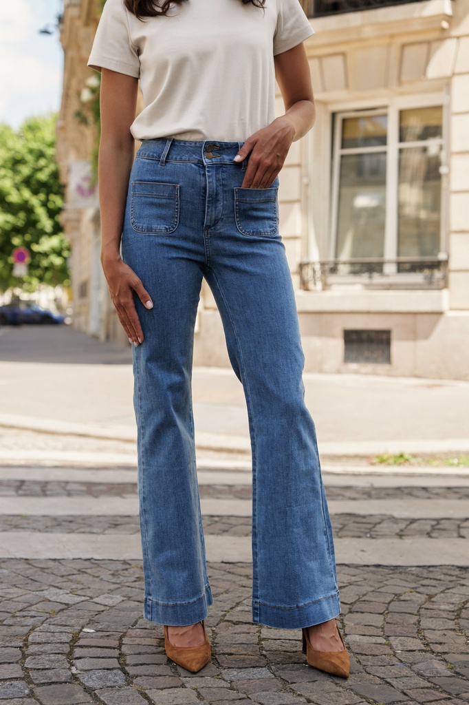 [JD381-X-34] Jeans flare avec poches - Elena - Denim