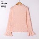Blouse col montant et manches ajourée - Détails dentelle - Rose