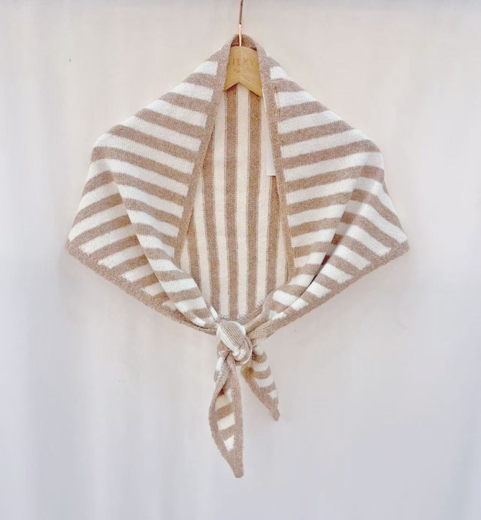 [YP1998-taupe] Foulard - Ligné - Taupe et beige