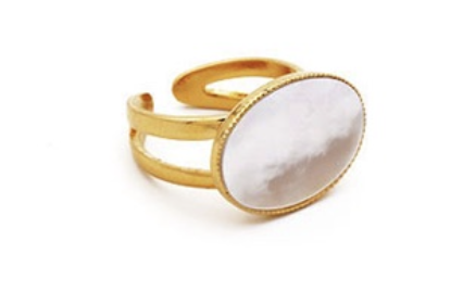 [BYS-BAGUE-Agathe-nacreblanche] Bague - By Sidonie - Or - Agathe - Nacre blanche