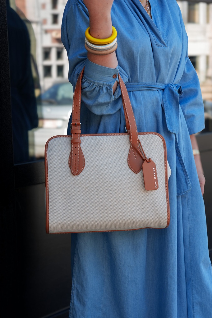 [PM-lecabasM-toilebeige] Grand sac cabas femme - Paul Marius - LeCabas M - Escapade - Toile Beige