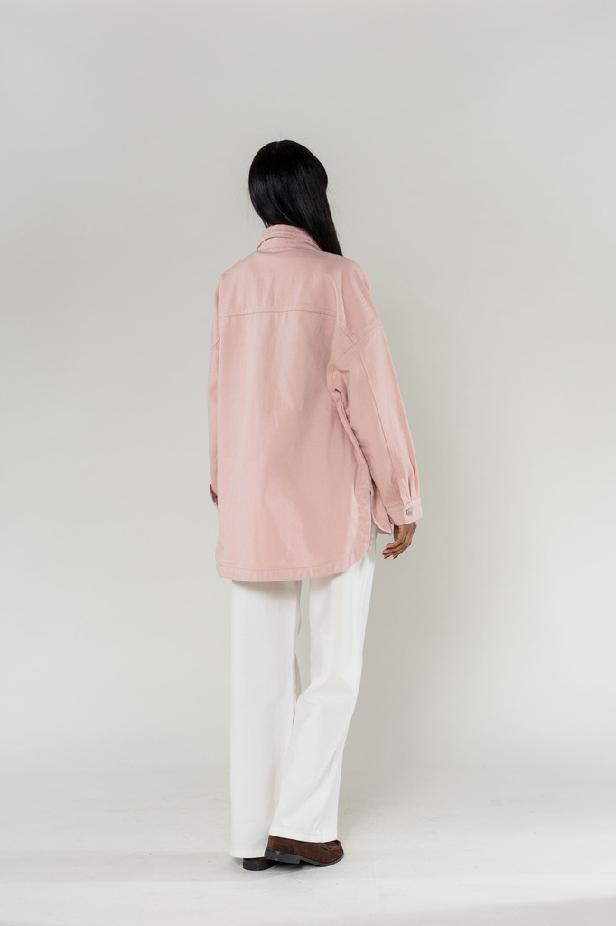 [S539-19-L] Surchemise en jeans oversized - Max - Bois de rose (L)