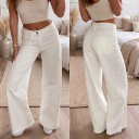 Jeans wide leg straight couture oblique - QH - blanc