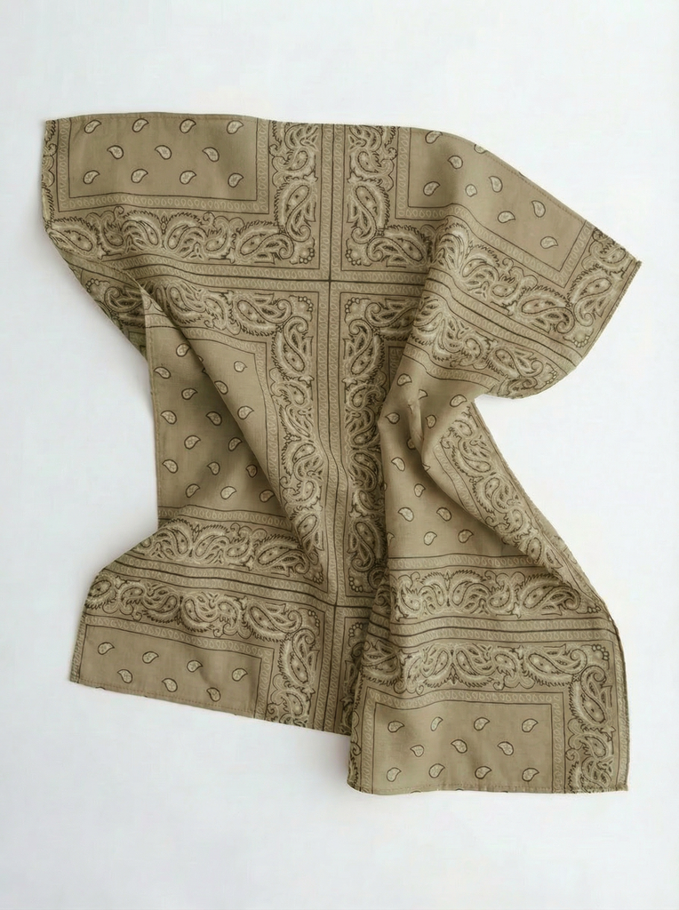 [A06001-khaki] Petit foulard carré type bandana - Khaki