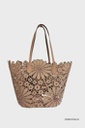Sac cabas en coton dentelle - brun