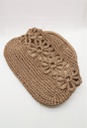 Sac pochette - Raphia fleurs - brun