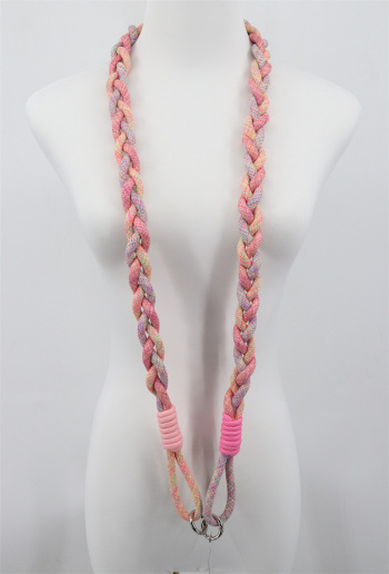 [CL0600126-rose] Sangle de téléphone en corde - Tresse bicolore - rose