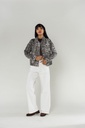 Veste en jeans coupe droite - Lola - léopard blanc