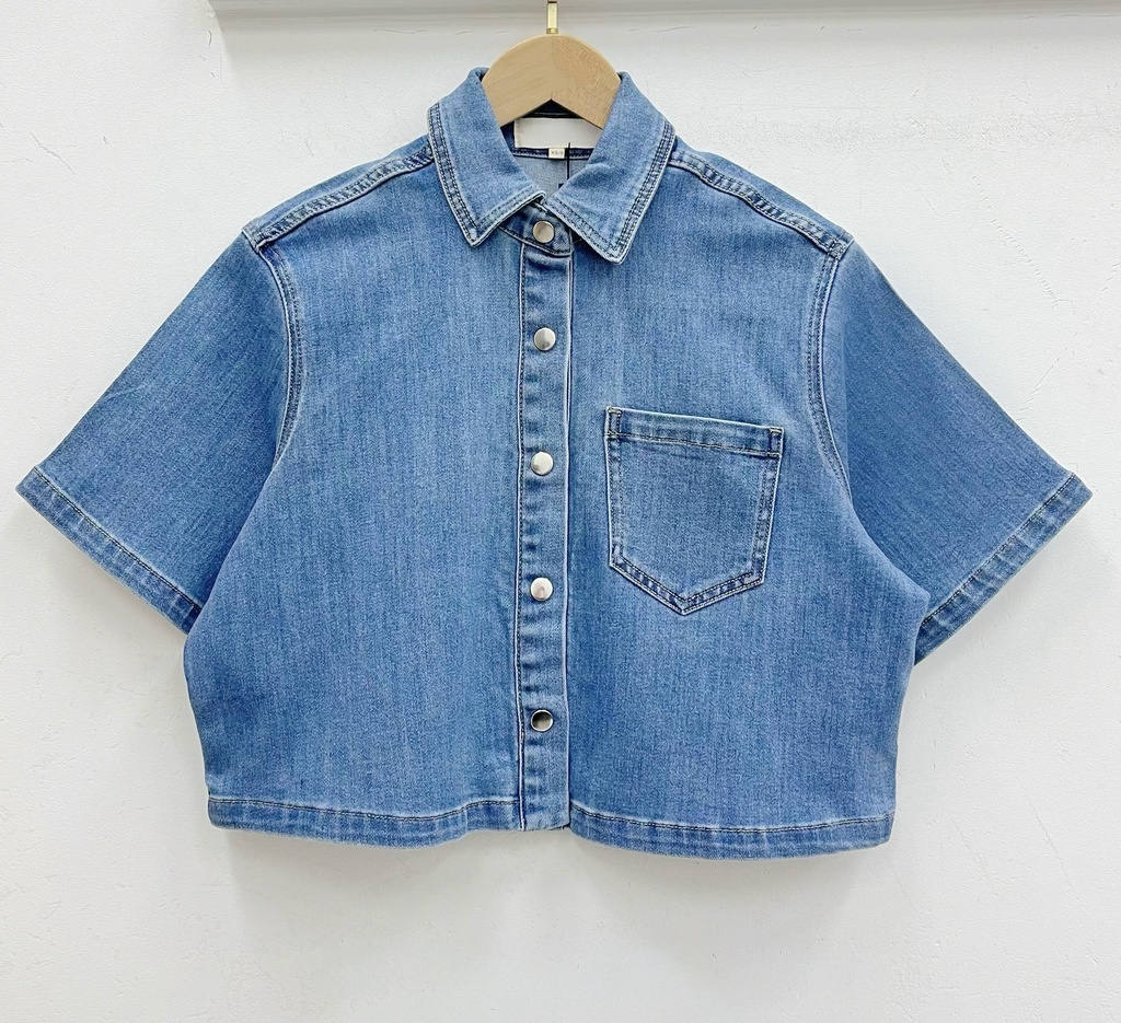[K2247-50-XS-S] Veste en jeans courte - Maya - bleu moyen (XS/S)