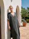 Robe longue en gaz de coton - Gris