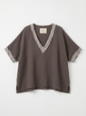 Top manches courtes en gaz de coton - Brun