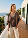 Top manches courtes en gaz de coton - Gris