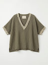 Top manches courtes en gaz de coton - Kaki