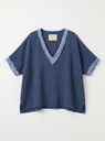 Top manches courtes en gaz de coton - Marine