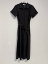 Robe mi-longue en coton glacé à nouer - Noir