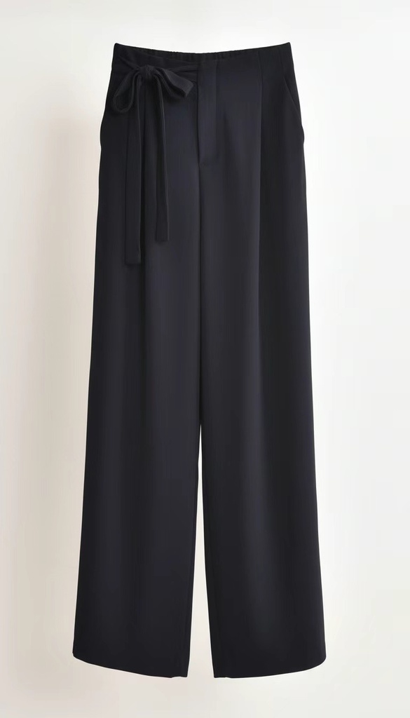Pantalon de tailleur large avec ceinture - Marine