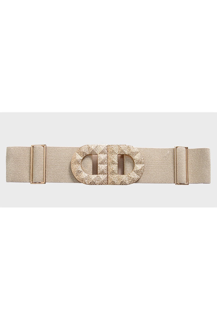[CT-AU10826-dore] Ceinture - Rafia et boucle dorée - Or