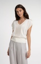 Pull col V en maille texturée - YAYA - Milk Beige Melange
